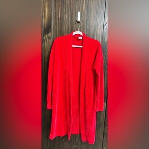 Red Women's Cardigan-Velvety Material-Size:Large